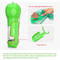 Pink Portable Pet Water Bottle with Waste Bag Dispenser - 300ml Leak-Proof Travel Hydration Solution thumbnail