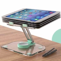 Green Acrylic Foldable Tablet and Phone Stand - 360° Rotation, Anti-Slip Design, Lightweight and Compact thumbnail