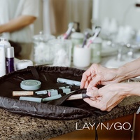 Black Portable Drawstring Cosmetic Storage Bag for Travel and Daily Use(Cosmetics pictured are photo props and are not included) thumbnail