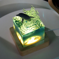 Ancient Architecture Dolphin Leaping into the Water Handcrafted Ocean Resin Whale Night Light - Unique Home Decor Table Lamp thumbnail