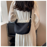 Black With Black Suspenders Large Capacity Canvas Shoulder Bag - Casual Crossbody Dumpling Bag thumbnail
