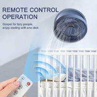 Dark Blue Remote-Control Wall-Mount Foldable Mini USB Fan with Night Light and Digital Display thumbnail