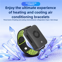 Black Wearable Cooling and Heating Wristband - Mini Wearable Air Conditioner for Instant Heat or Cool Relief with USB Fast Charging thumbnail