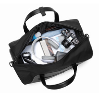 Men's Black Waterproof Multi-Functional Travel Duffel Bag - Foldable Short Trip Gym Bag with Shoe Compartment thumbnail