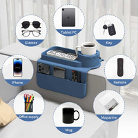 Dark Blue Multi-Functional Silicone Couch Cup Holder with Storage Organizer | Durable and Creative Armrest Tray thumbnail