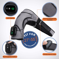 Gray Rechargeable Heated Shoulder Massager with LED Display - Adjustable Compression Wrap for Pain Relief and Relaxation thumbnail