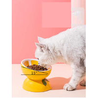 Ceramic Elevated Pet Food Bowl - Cute Banana Pattern Design for Cats and Small Dogs thumbnail