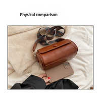 Brown Vintage PU Leather Shoulder Bag with Adjustable Strap - Compact and Stylish thumbnail