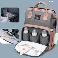 Multifunctional Diaper Backpack with Mosquito Net and Insulated Pockets - Green thumbnail