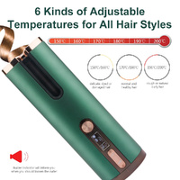 Cordless Automatic Hair Curler with Adjustable Temperature - Green thumbnail