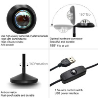 UFO RGB Sunset Projection Lamp with 16 Colors and Remote Control - Black thumbnail