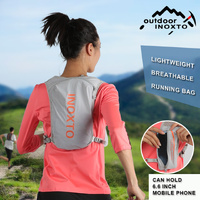 Lightweight Hydration Running Vest with 5L Capacity and Reflective Strips, Gray backpack with Blue text thumbnail
