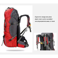 Red 60L Waterproof Hiking Backpack with Multi-Pocket Design for Outdoor Adventures thumbnail