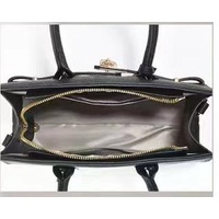 Black Elegant PU Leather Handbag with Lock Decoration - Structured Tote Bag for Women thumbnail