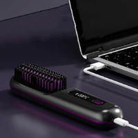 Pink Wireless Hair Straightening Brush - Compact and Rechargeable Styling Tool thumbnail