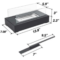 Not removable Portable  Tabletop Bioethanol Fireplace - White Rectangular Design with Glass Shields thumbnail