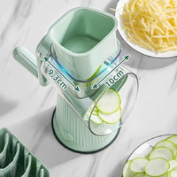 Green Multifunctional Manual Rotary Vegetable Slicer with 10 Blades – Safe and Easy-to-Use thumbnail