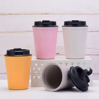 Yellow 350ml Wheat Straw Double-Layer Coffee Cup - Eco-Friendly and Lightweight thumbnail