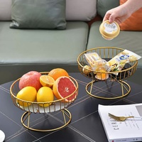 Elegant Iron Art Glass Serving Tray(White Glass) - Round Design with Gold Finish 27*13.5*17.5cm thumbnail