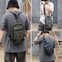 Black Compact Multi-Function Nylon Chest Bag - Stylish and Practical thumbnail