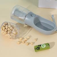 Dark Blue 3-in-1 Portable Pet Water Bottle with Food Storage and Waste Bag Dispenser - 300mL Capacity thumbnail