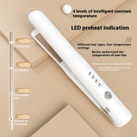 Pink Portable Wireless Hair Straightener with Adjustable Temperature - USB Type-C Charging, Lightweight Design thumbnail