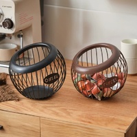 Black Handcrafted Coffee Capsule Storage Basket - Vintage Iron Art Design thumbnail