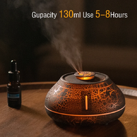 Flame Mountain Aroma Diffuser - 7-Color LED Light, 130ml Capacity, Ultrasonic Mist Maker for Home or Office, Cracked Black thumbnail
