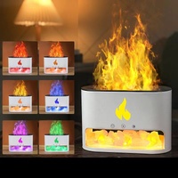 Black Himalayan Salt Flame Aroma Diffuser - 250ml Ultrasonic Humidifier with 7-Color LED Light for Relaxation and Decor thumbnail