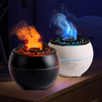 Volcanic Flame Aroma Diffuser (Black Ordinary Style)- 360ml Ultrasonic Humidifier with 7-Color LED Light and Adjustable Mist for Home and Office thumbnail