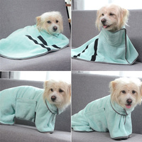 2PCS/S Size Blue Soft and Absorbent Dog Bathrobe Towel - Cozy Pet Drying Wrap for Small to Medium Dogs thumbnail
