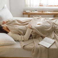 Cotton Waffle Blanket - Air Conditioning Blanket/Throw/Summer Quilt, 100*152cm,Khaki thumbnail