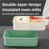 2 PCS Green Multipurpose Lunch Box with Spoon and Fork thumbnail