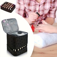 Black Large Capacity PVC Cosmetic Bag - Portable Nail Polish Storage Case with Dividers thumbnail