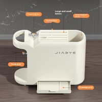 White Multifunctional Kitchen Knife Rack - Storage Organizer with Built-in Knife Sharpener, for Knives, Chopsticks, Cutting Boards, and Pot Lids thumbnail