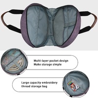 Grey Multi-Pocket Embroidery Storage Bag - Oxford Cloth Handbag Organizer for Cross-Stitch and Thread Storage thumbnail
