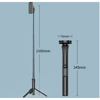 Black Multifunctional Foldable Selfie Stick with Tripod Stand & Bluetooth Remote thumbnail