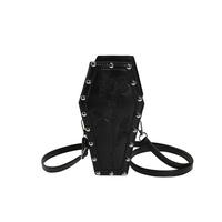 Gold Gothic Red Coffin-Shaped Crossbody Bag with Embroidered Rose - Unique Fashion Statement thumbnail