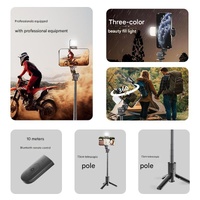 Black Portable Selfie Stick Tripod with Bluetooth Remote - Compact and Adjustable thumbnail