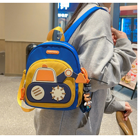 Grey-brown Kids' Cartoon Backpack - Adorable Excavator Design with Spacious Compartments thumbnail