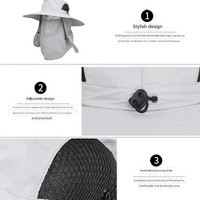 Light Grey Outdoor Sun Protection Hat with Detachable Face and Neck Flap - UPF 50+ thumbnail