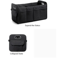 Black Foldable Car Trunk Organizer - Multi-Compartment Storage Box with Handles thumbnail