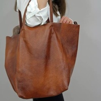 Brownish Classic Large PU Leather Tote Bag with Inner Pouch - Elegant and Functional thumbnail