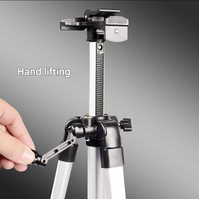 Silver Lightweight Adjustable Aluminum Camera Tripod with Carry Bag - Professional Photography Stand thumbnail