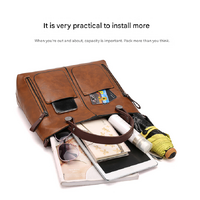 Brown Women's Classic PU Leather Tote Bag with Double Handles - Multi-Pocket Shoulder Bag in Black thumbnail