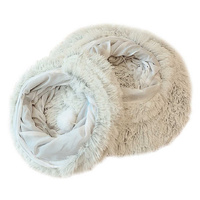 Rainbow Luxury Plush Cat Bed with Hidden Tunnel - Soft Round Pet Bed for Cats and Small Dogs thumbnail