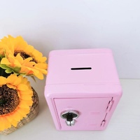 Pink Mini Metal Safe Box with Combination Lock and Key - Compact Security Storage thumbnail