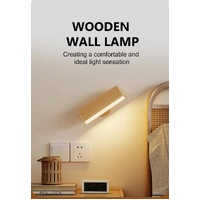 Yellow Touch-Control Dimmable Wooden LED Wall Light - Minimalist Design thumbnail