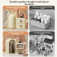 White-brown Cute Bear-Themed Multi-Functional Cosmetic Storage Organizer with Drawers thumbnail