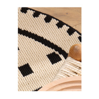 Black Horizontal Stripes Modern Round Area Rug with Geometric Black and White Pattern thumbnail